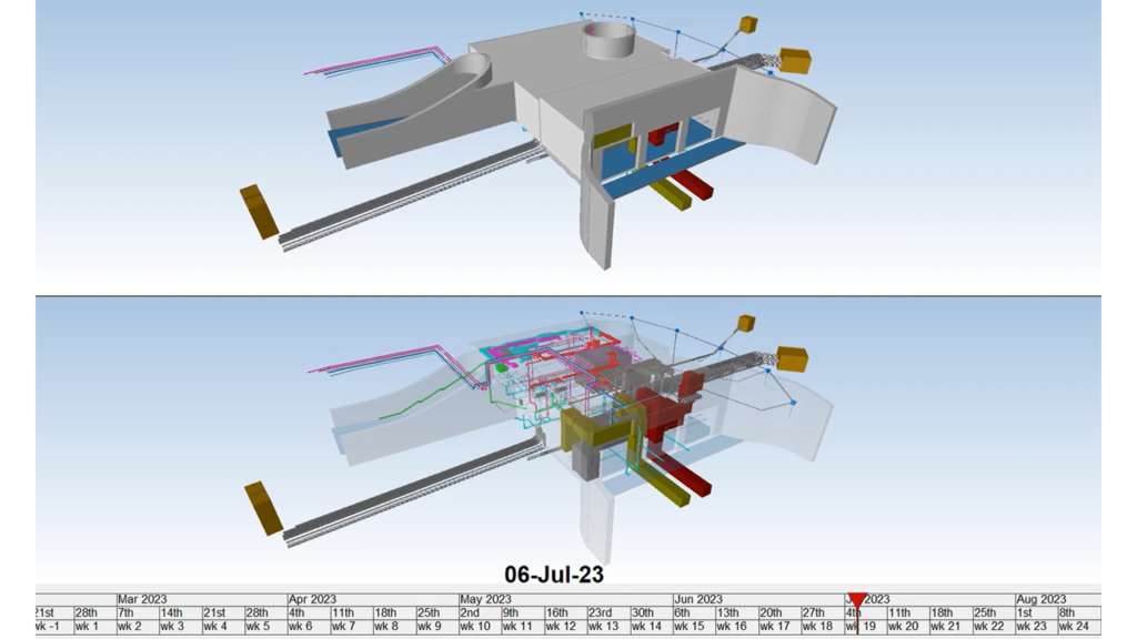 4D simulation for executing a construction